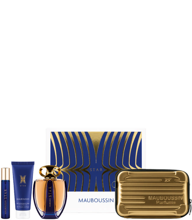 Mauboussin Star Set: EDP 90 ml. + Body Lotion 75 ml. + Travel Spray EDP 20 ml. + Shiny Gold Mauboussin Pouch