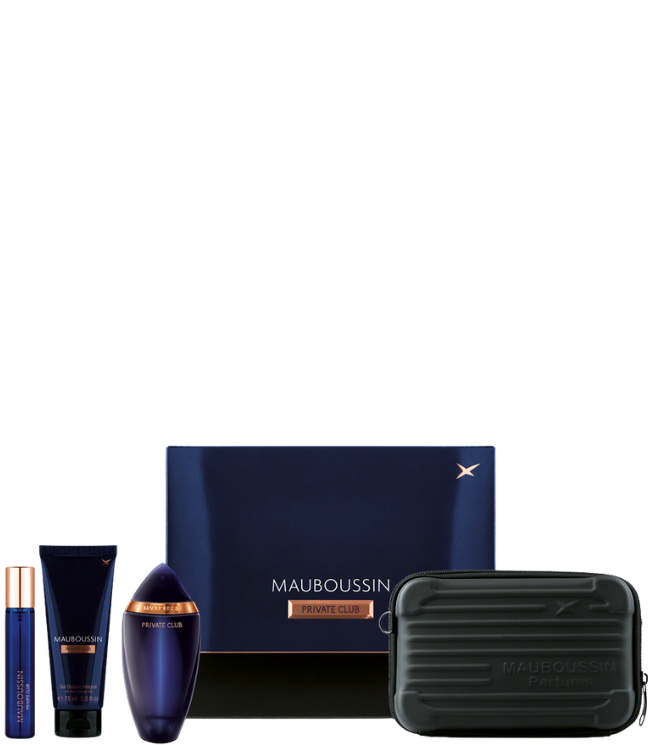 Mauboussin Private Club Set: EDP 100 ml. + Shower Gel 75 ml. + Travel Spray EDP 20 ml. + Matt Black Mauboussin Pouch