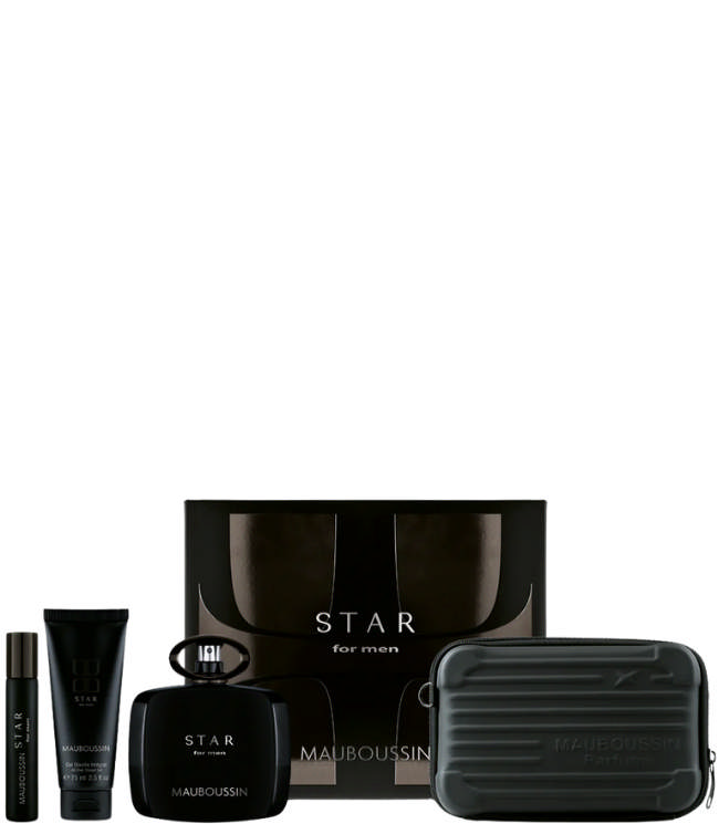 Mauboussin Star For Men Set: EDP 90 ml. + Shower Gel 75 ml. + Travel Spray EDP 20 ml. + Matt Black Mauboussin Pouch