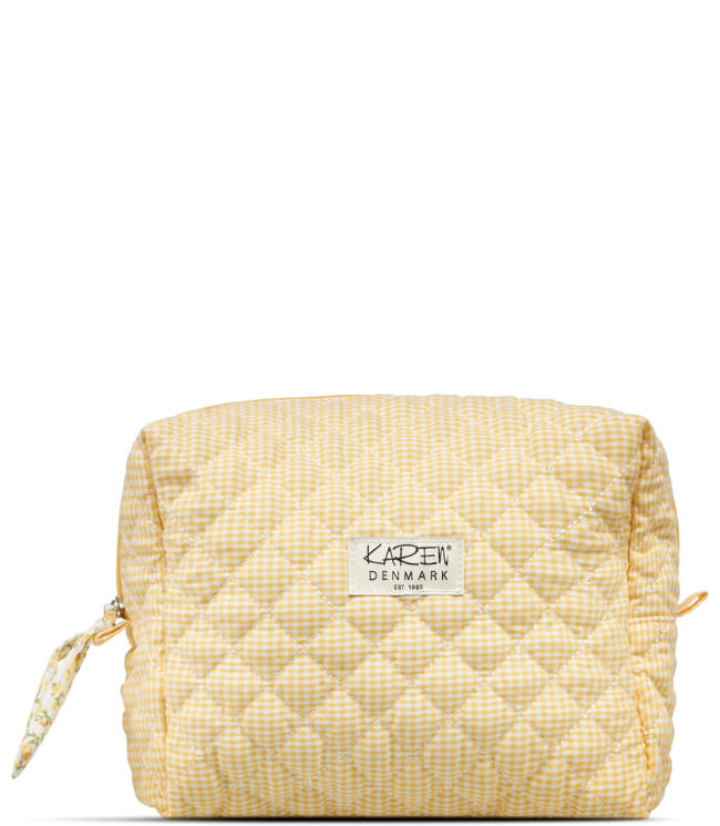 Karen stor toilettaske i gul-ternet quilt