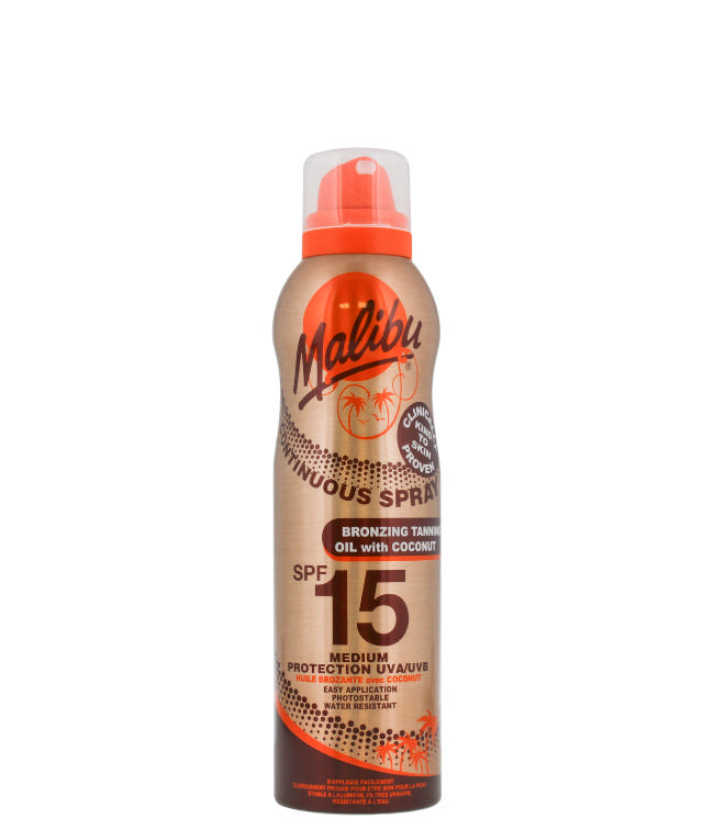Malibu Continuous Tanning Oil Coconut Spray SPF15, 175 ml.